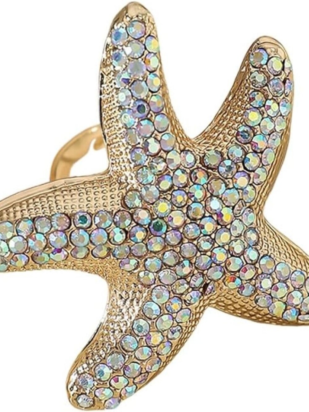 Rhinestone Starfish Statement Ring Adjustable